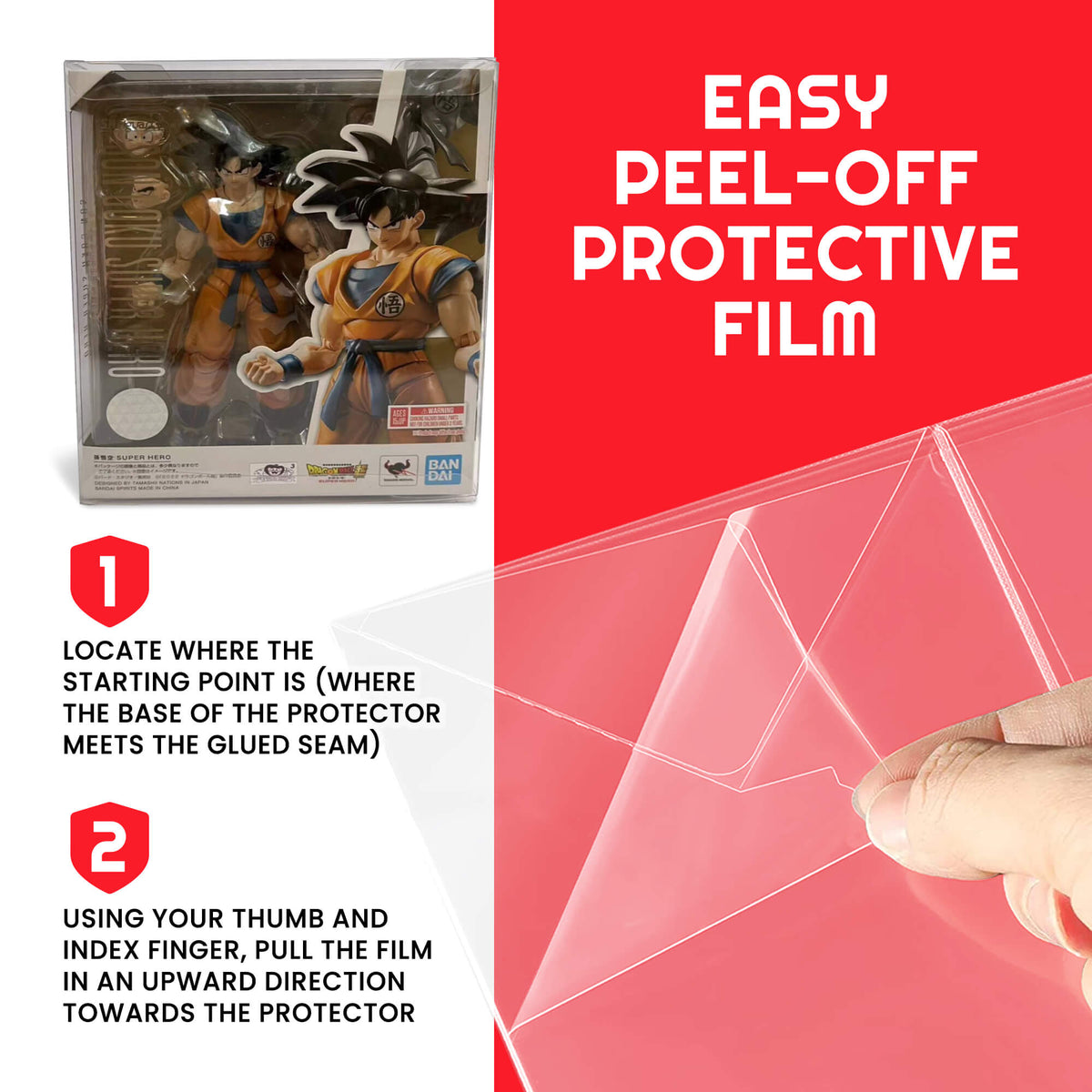 EVORETRO Display Case Protector for SH Figure Son Goku Super Hero PET Protector Pack of 10