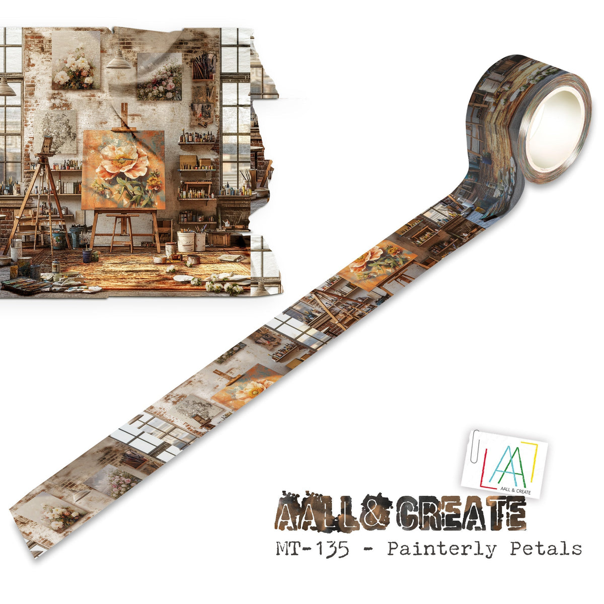AALL and Create - Rouleau de Masking Tape 25 mm x 10 m - Painterly Petals (Superposition !)