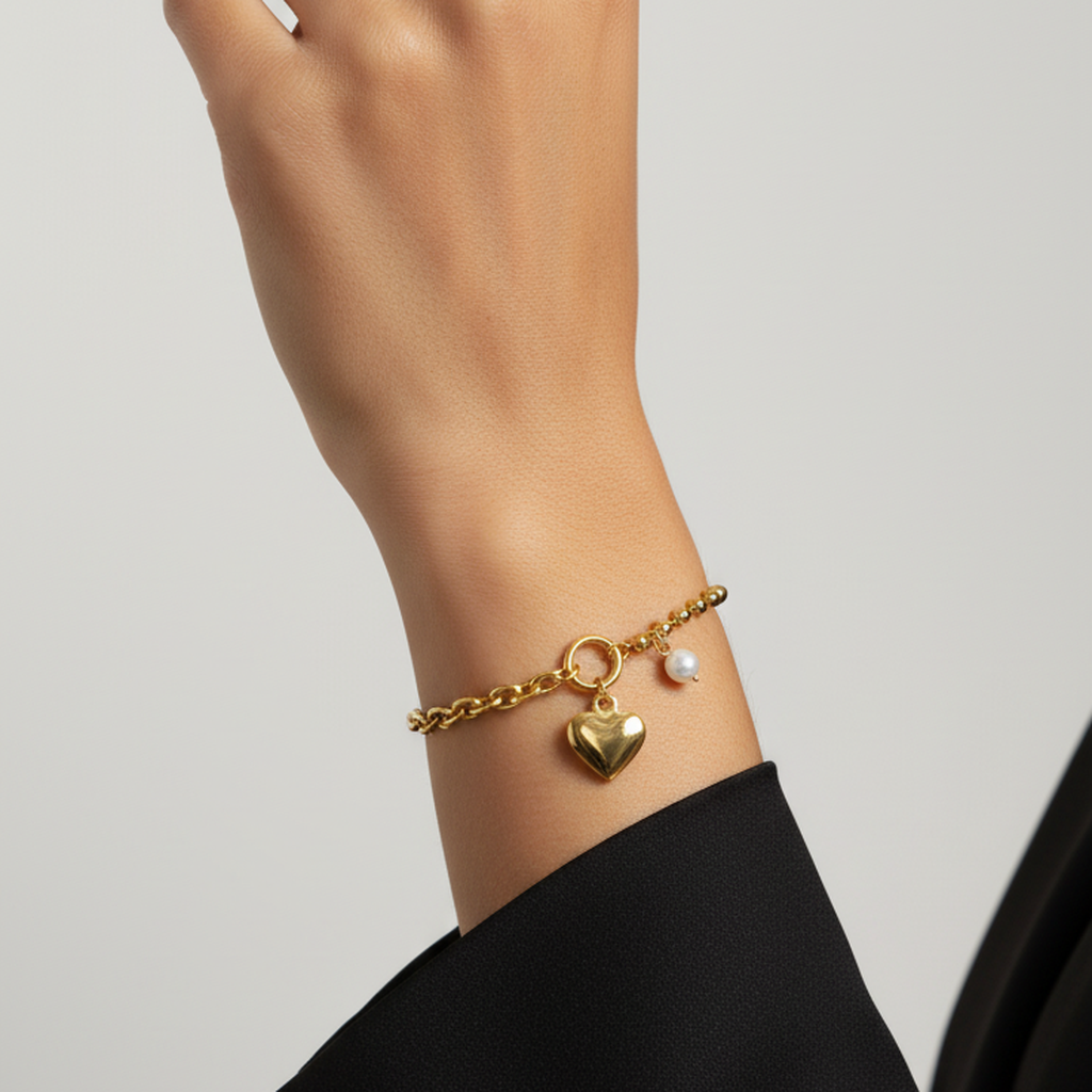 Bracelet breloque Cœur de perle