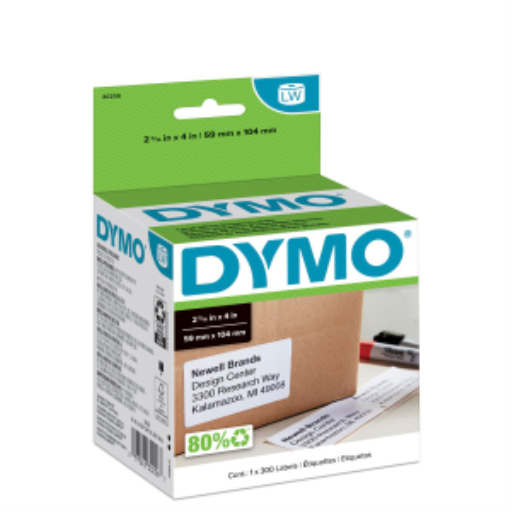 Étiquettes d'expédition grand format authentiques DYMO LW, étiquettes DYMO pour imprimantes d'étiquettes LabelWriter, impression d'adresses jusqu'à 6 lignes, 59 mm x 101 mm, 1 rouleau de 300