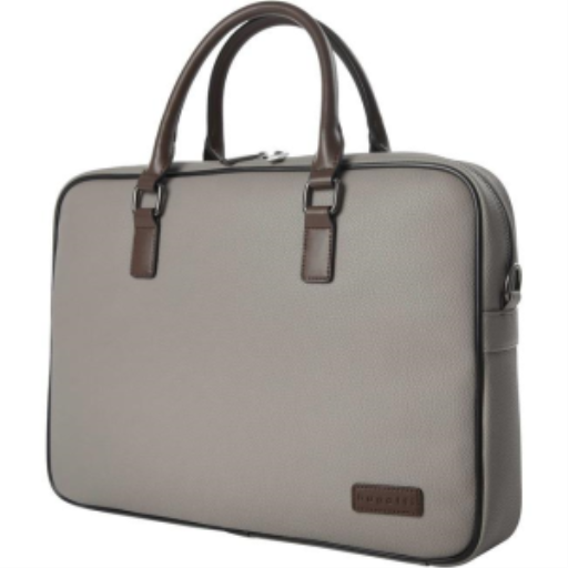 Bugatti Contrast EXB2161BU Slim Laptop Briefcase – Pebble Grain Vegan Leather 14.1" Grey