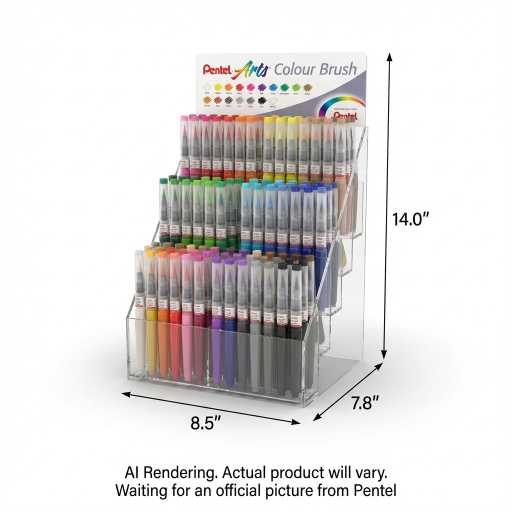 Pentel Arts Colour Brush, présentoir ouvert couleurs assorties, 120 pièces