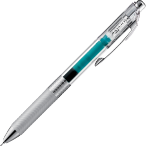 Stylo à encre gel liquide rétractable EnerGel Infree, pointe aiguille (0,5 mm), encre turquoise