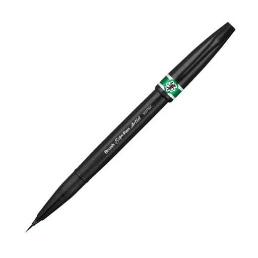 Pentel Arts Pinceau Sign Pen Artist, Pointe Pinceau Ultra Fine, Encre Verte
