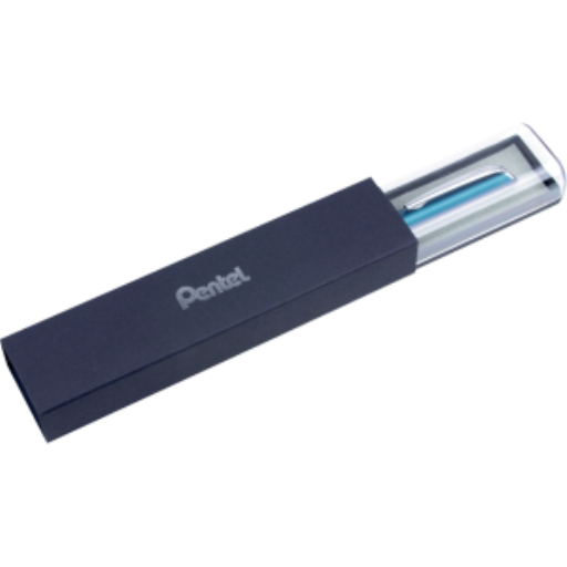 Stylo rétractable à encre gel liquide EnerGel, (0,7 mm) corps en métal bleu ciel, encre noire, coffret cadeau