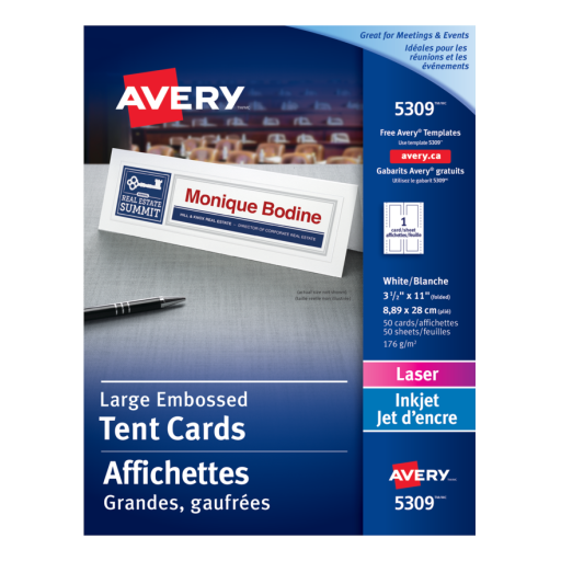 5309 CHEVALETS DE BUREAU, BLANCS, 3 1/2" X 11", 50 FEUILLES/BOÎTE,