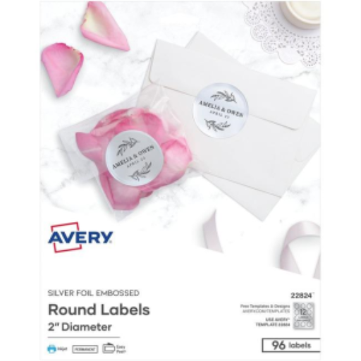 22824 ÉTIQUETTES RONDES GAUFRÉES ARGENT, DIAMÈTRE 5 CM, 8 FEUILLES