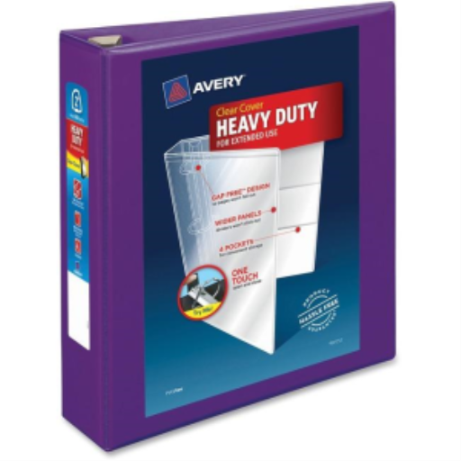 Classeur de présentation Avery 2" HD, violet, anneaux en D sans interstice, capacité 540 feuilles