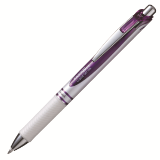 Stylo-gel liquide EnerGel Pearl, (0,7 mm) pointe métallique, accent violet, encre violette