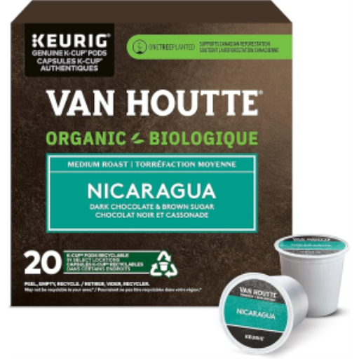 CAFÉ - CAPSULES K-CUP VAN HOUTTE NICARAGUA BIOLOGIQUE TORRÉFACTION MOYENNE 20/BT