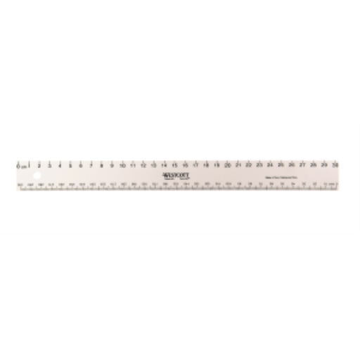 30cm White Plastic Ruler (cm 0-30, mm 0-300) /
Règle blanche en plastique de 30 cm (cm 0-30, mm 0-300)