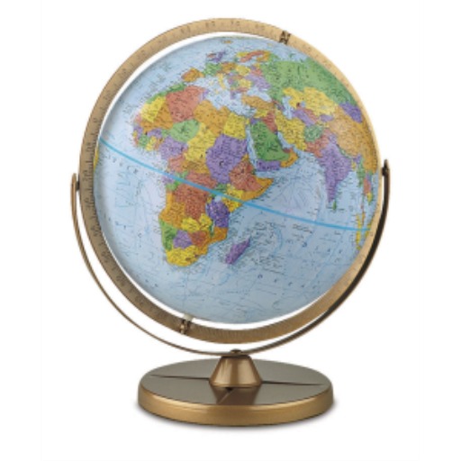 Replogle Pioneer Globe 12"/30Cm Diameter Blue Ocean Desk Globe With Metal And Full Meridian (English)