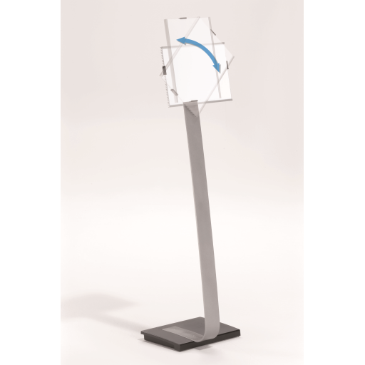 DURABLE Infobase Duo Aluminum Floor Sign Stand for Letter-Size Inserts, Portrait and Landscape Use, 10-4/5 x 11-1/5 x 46 Inches (481423)