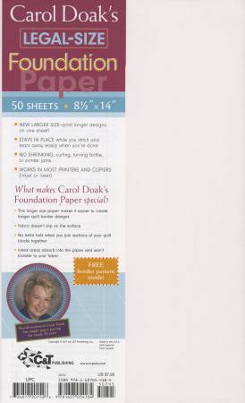 Papier pour fondations Carol Doak format légal - 50 feuilles 8 1/2" x 14"
