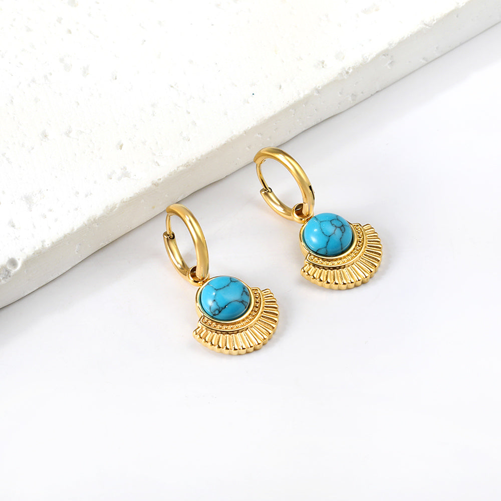 Clous d'oreilles demi-cercle Horizon turquoise