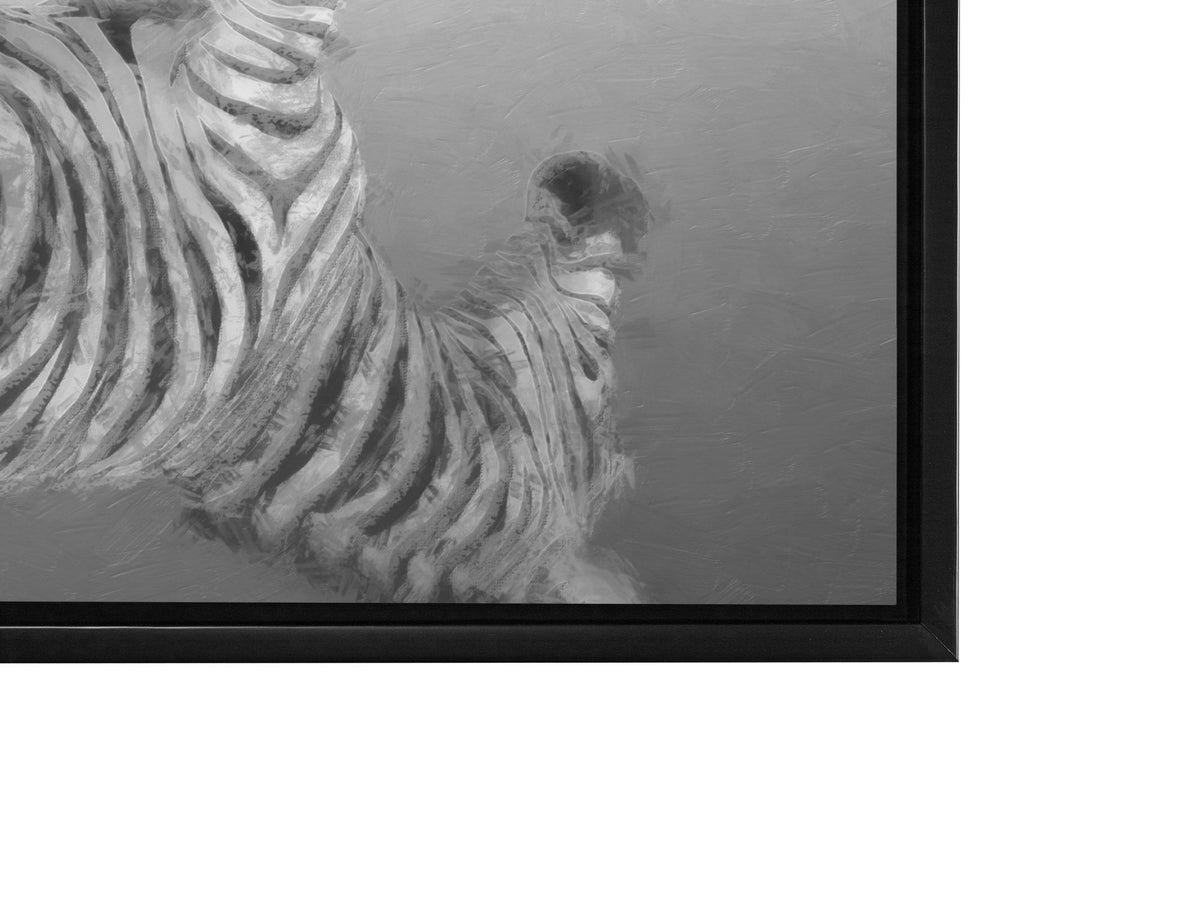 Zebra Canvas Black and White -Wildlife Canvas Art-Silver varnish