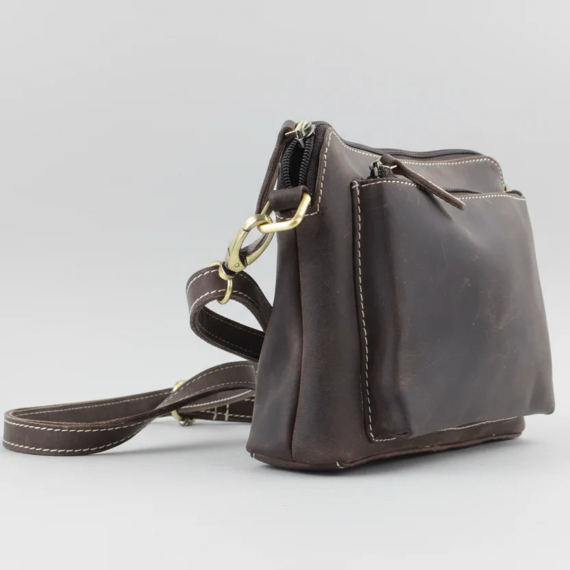 Hunter Leather Front Pocket Crossbody Bag