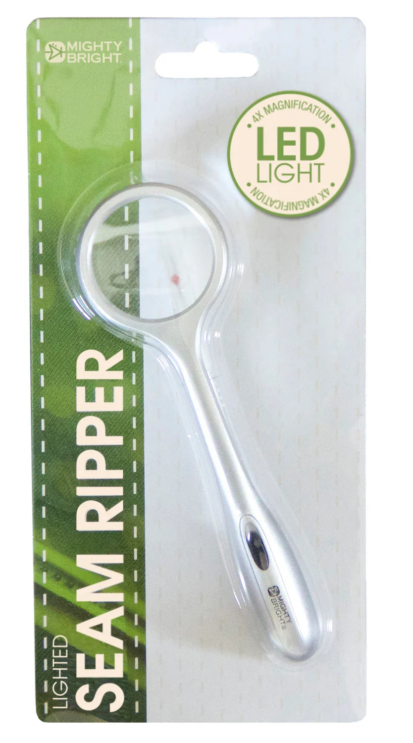 LED Lighted Seam Ripper with Magnifier - Silver