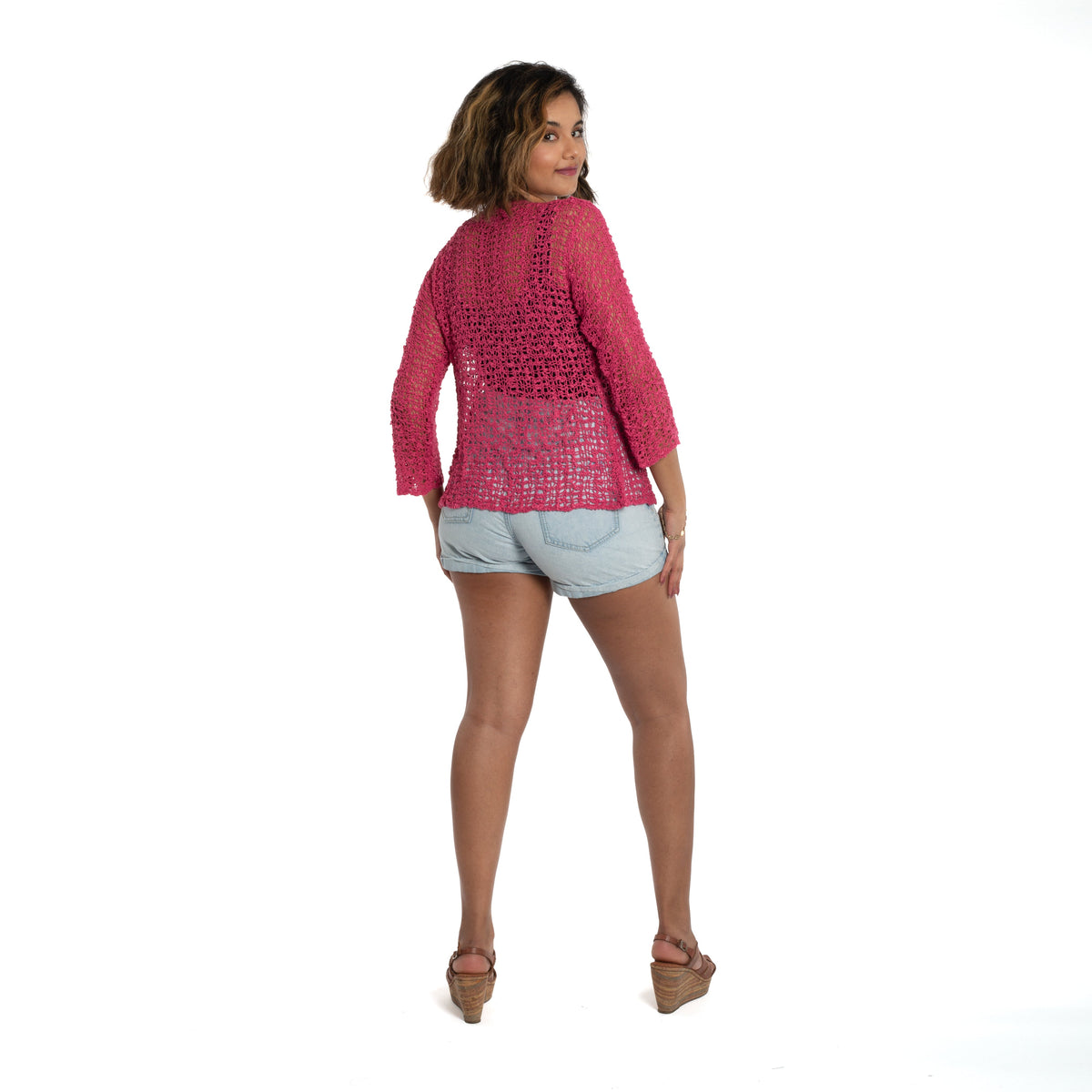 Cardigan noué devant – Rose
