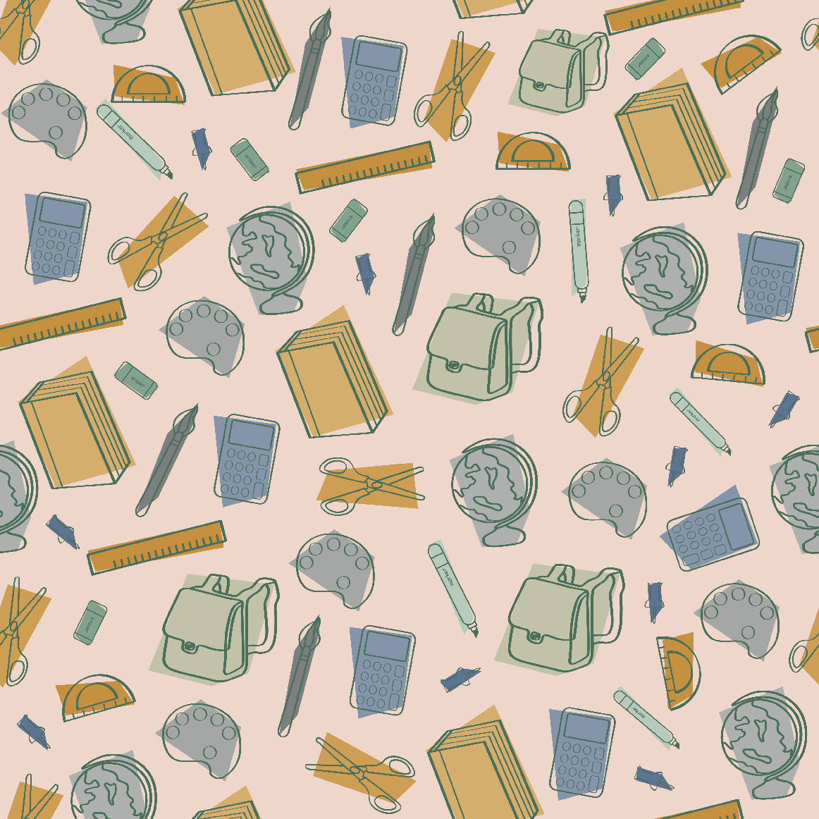 Craft HTV Back to School - School Supplies in Pastel Pattern