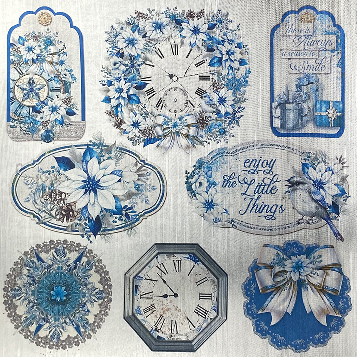 Élégance Deluxe de Papier Bleu Argenté 15x15cm 5/Paquet