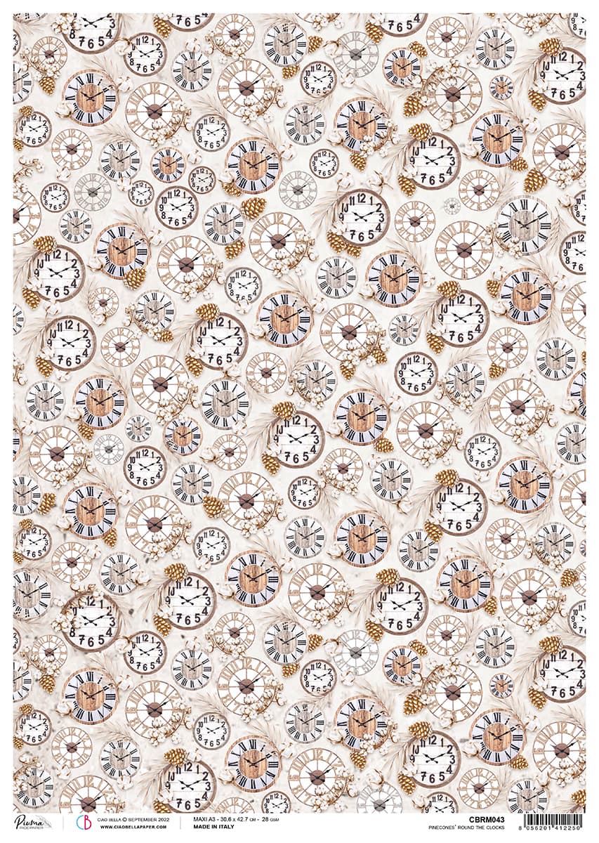 Papier de riz A3 Piuma Pommes de pin en toutes saisons - 3 feuilles