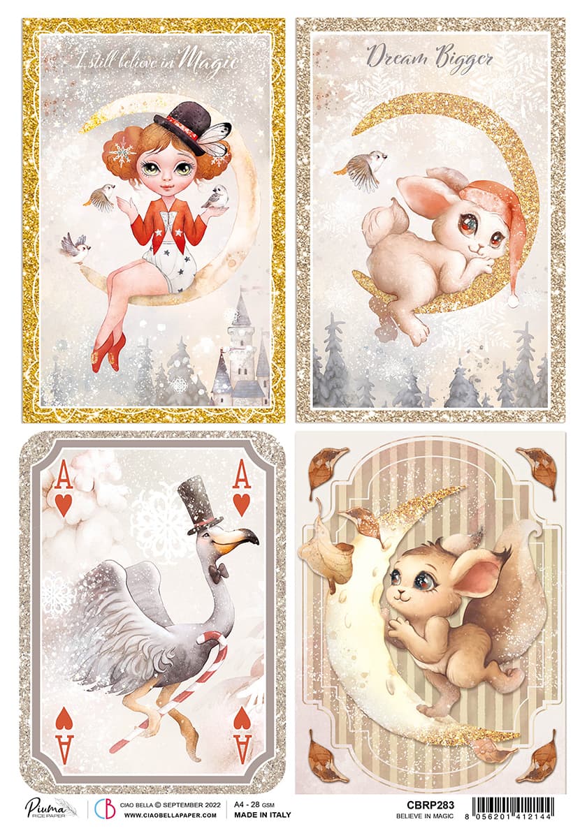 Papier de riz A4 Piuma Believe in magic - 5 feuilles