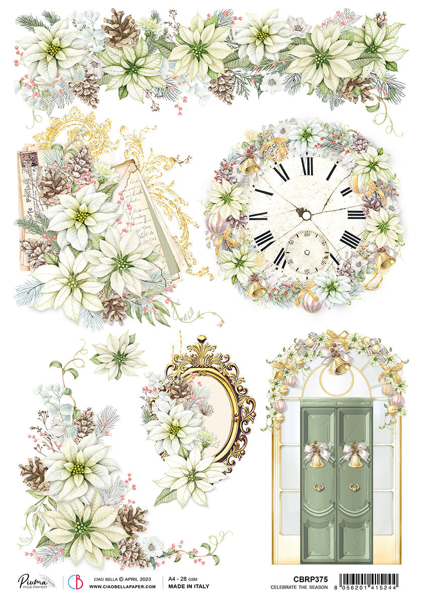 Ciao Bella Papier de Riz A4 Piuma Celebrate The Season - 5 Feuilles