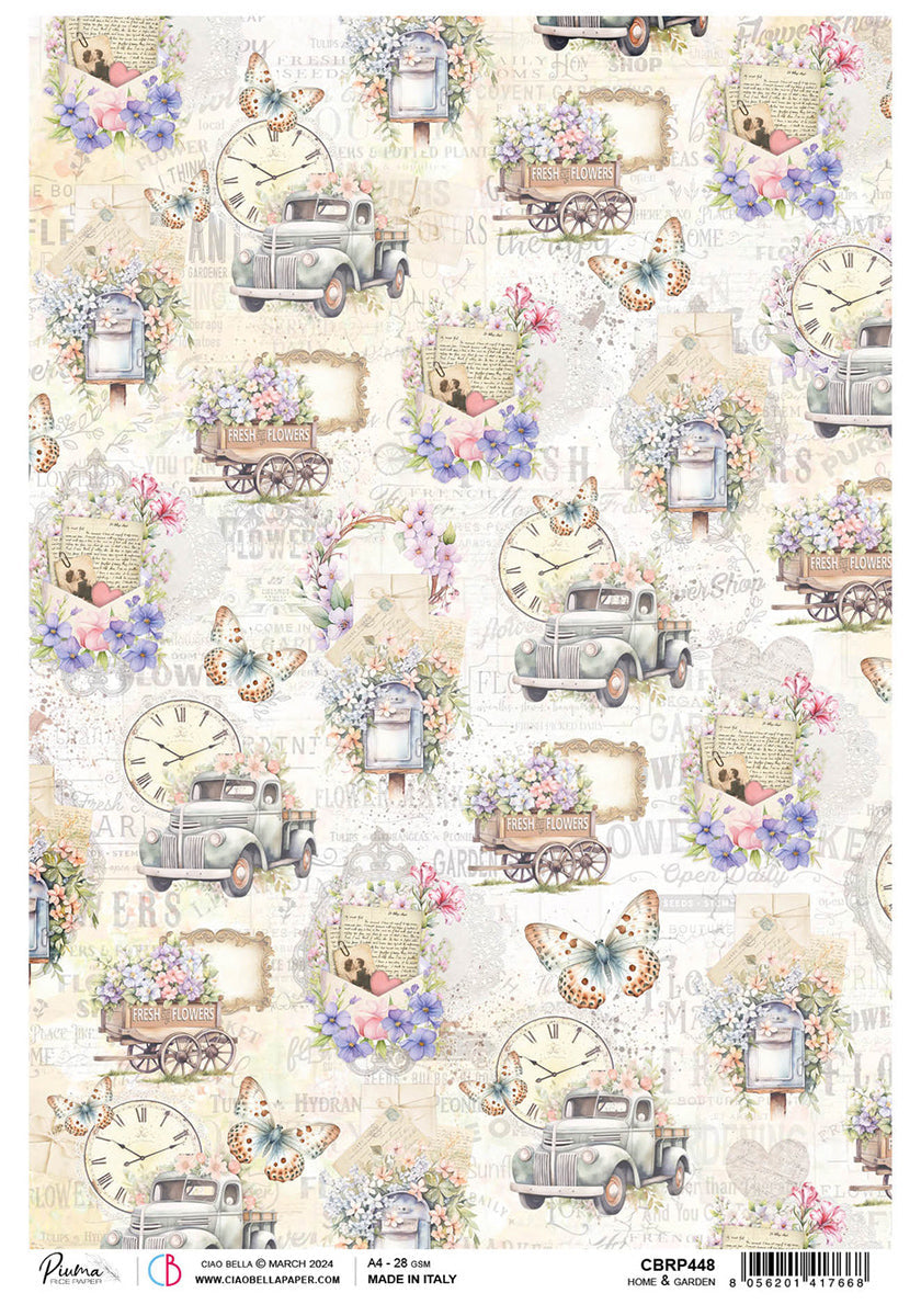 Papier de riz A4 Maison et Jardin - 5 feuilles