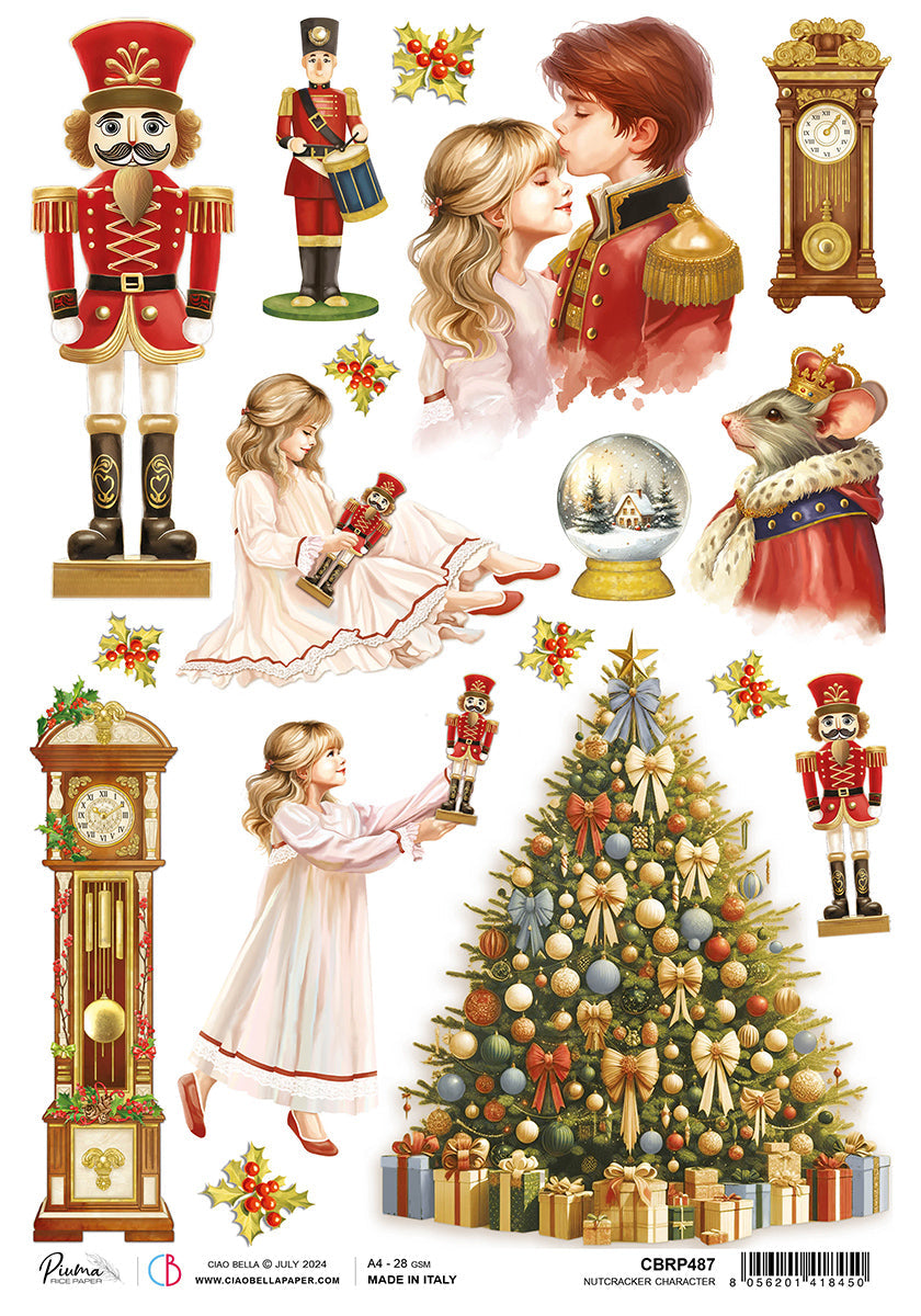 Feuille de riz A4 Personnage Casse-Noisette - 5 feuilles