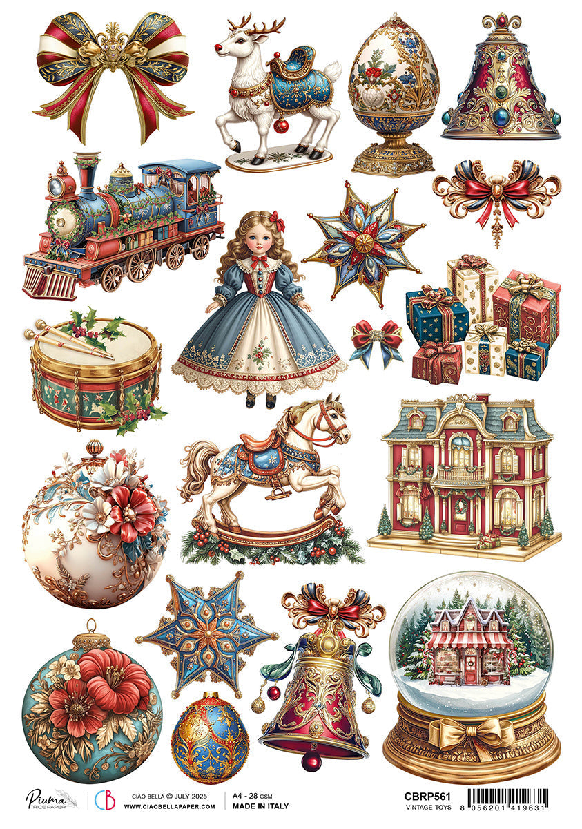 Papier de riz A4 Jouets vintage - 5 feuilles