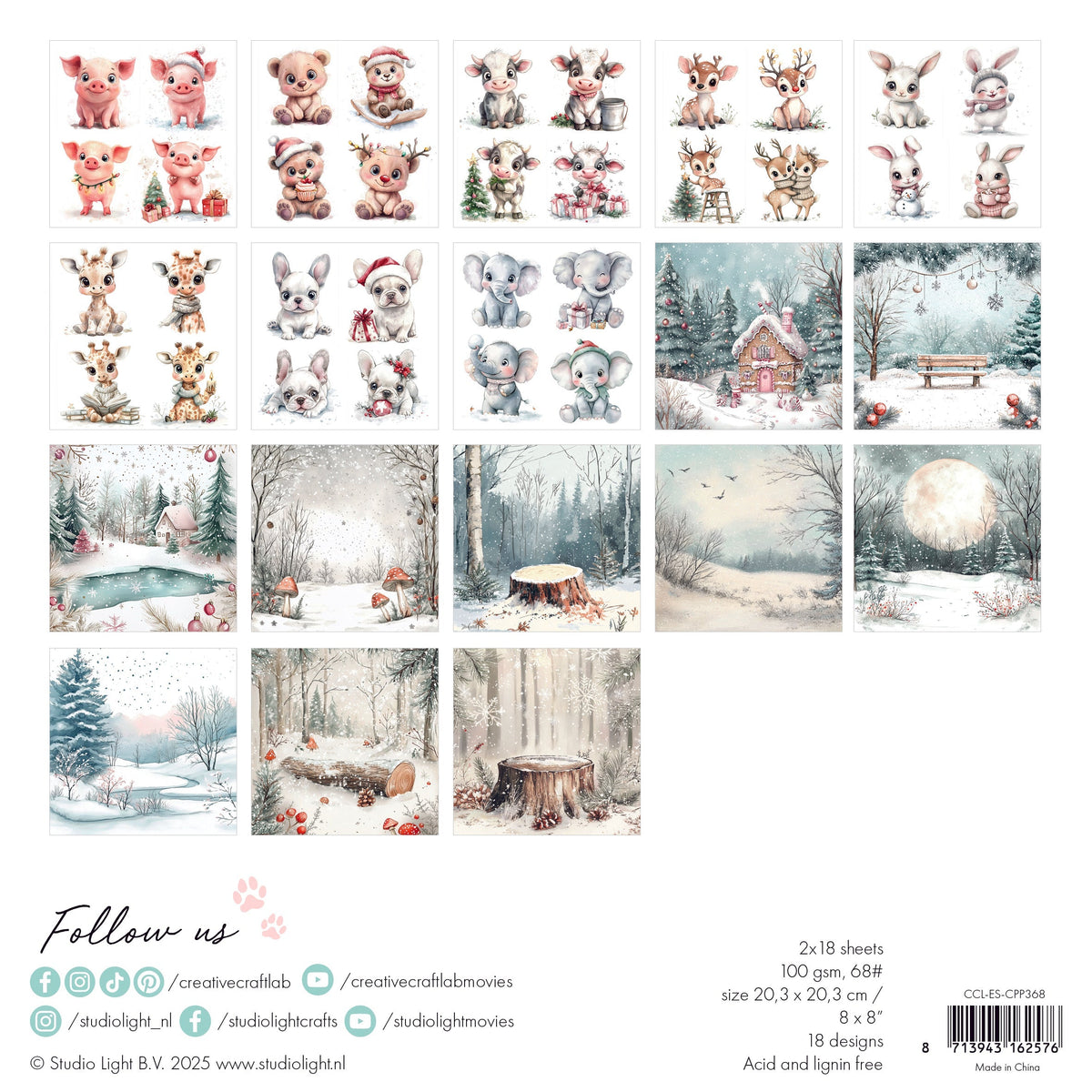 Bloc de papier pour collage CCL Holly Jolly Essentials 36 feuilles