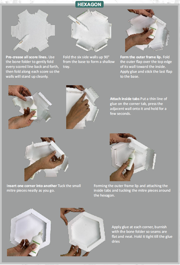 Formes pliables 3D CrafTreat - Boîte ombre blanche - Hexagone 4 pièces