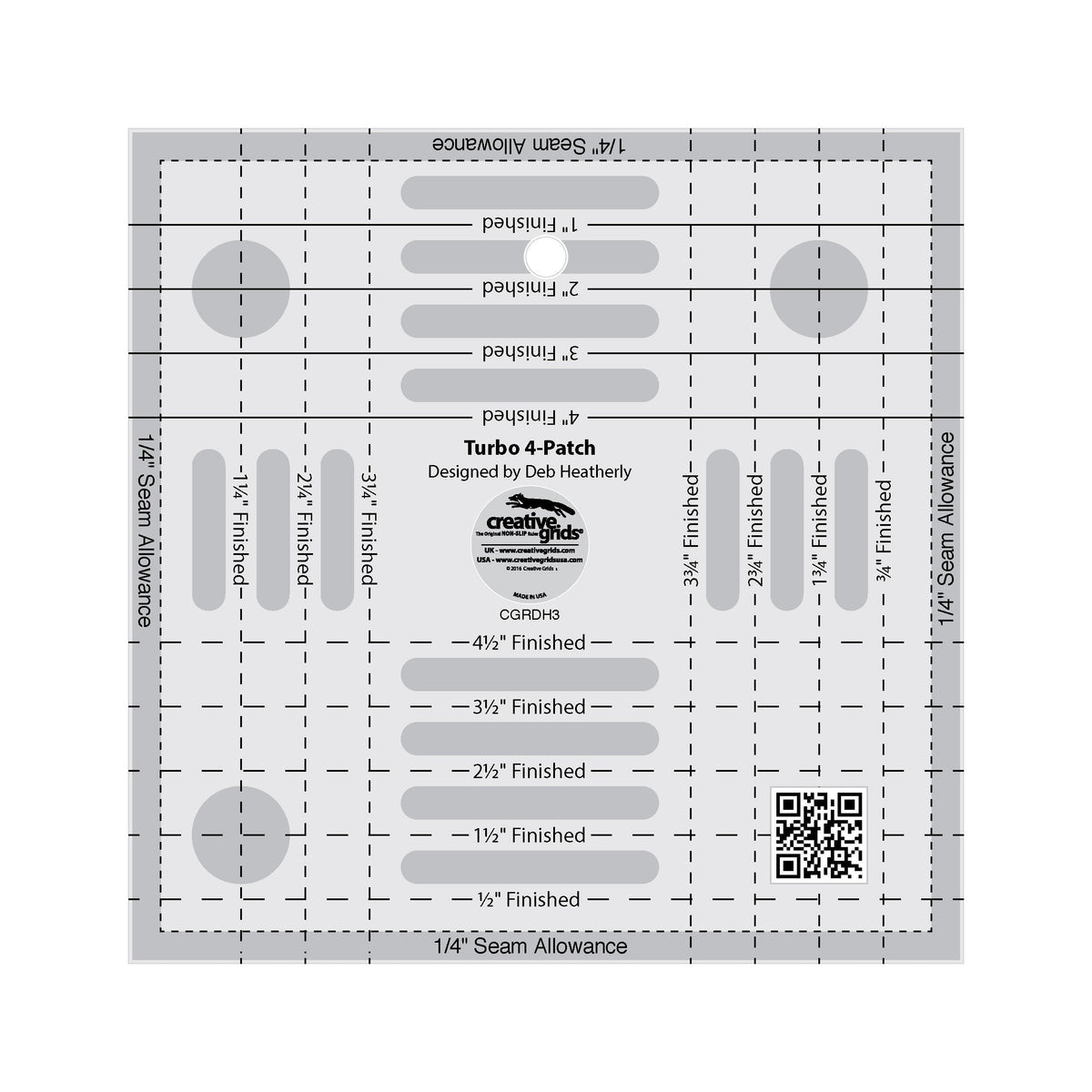 Règle de courtepointe Creative Grids Turbo 4-Patch Template