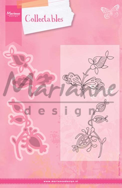 Marianne Design : Set de matrices de coupe et tampons - Fleurs et feuille 2