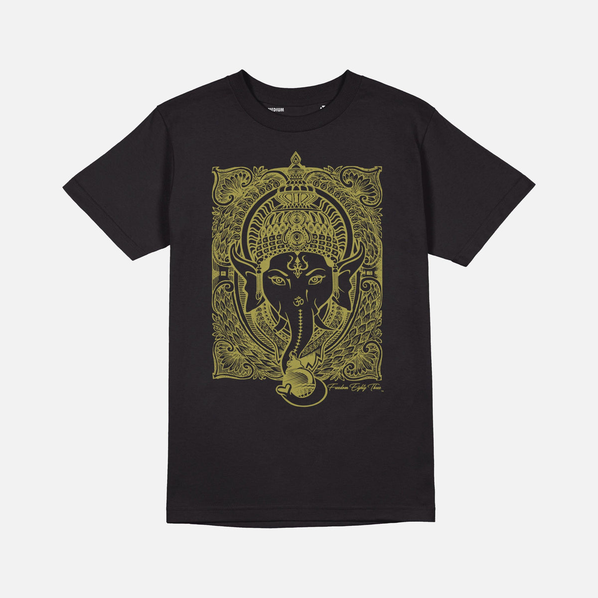 Ganesh T-shirt Black - Metallic Gold