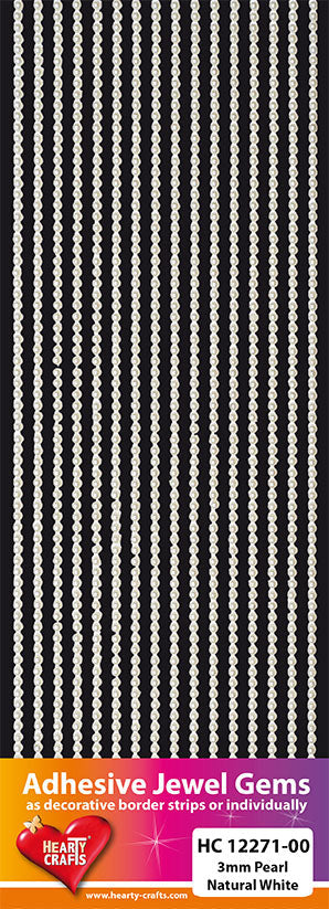 Gemmes adhésives Hearty Crafts, 3 mm, perle, blanc naturel