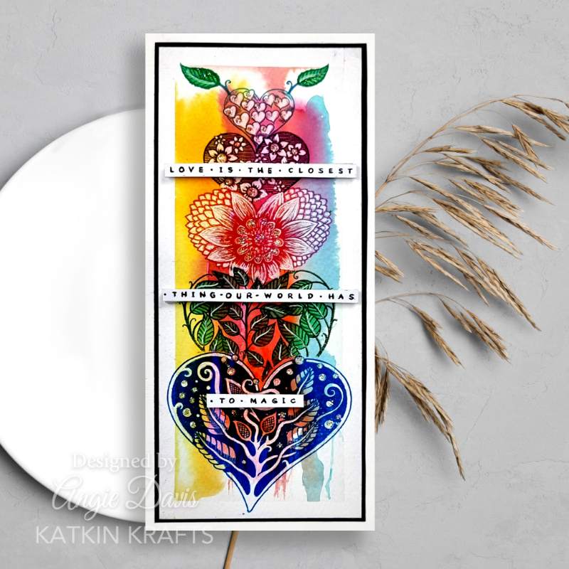 Katkin Krafts Cœurs Floraux 6 po x 8 po Ensemble de Tampons Transparents