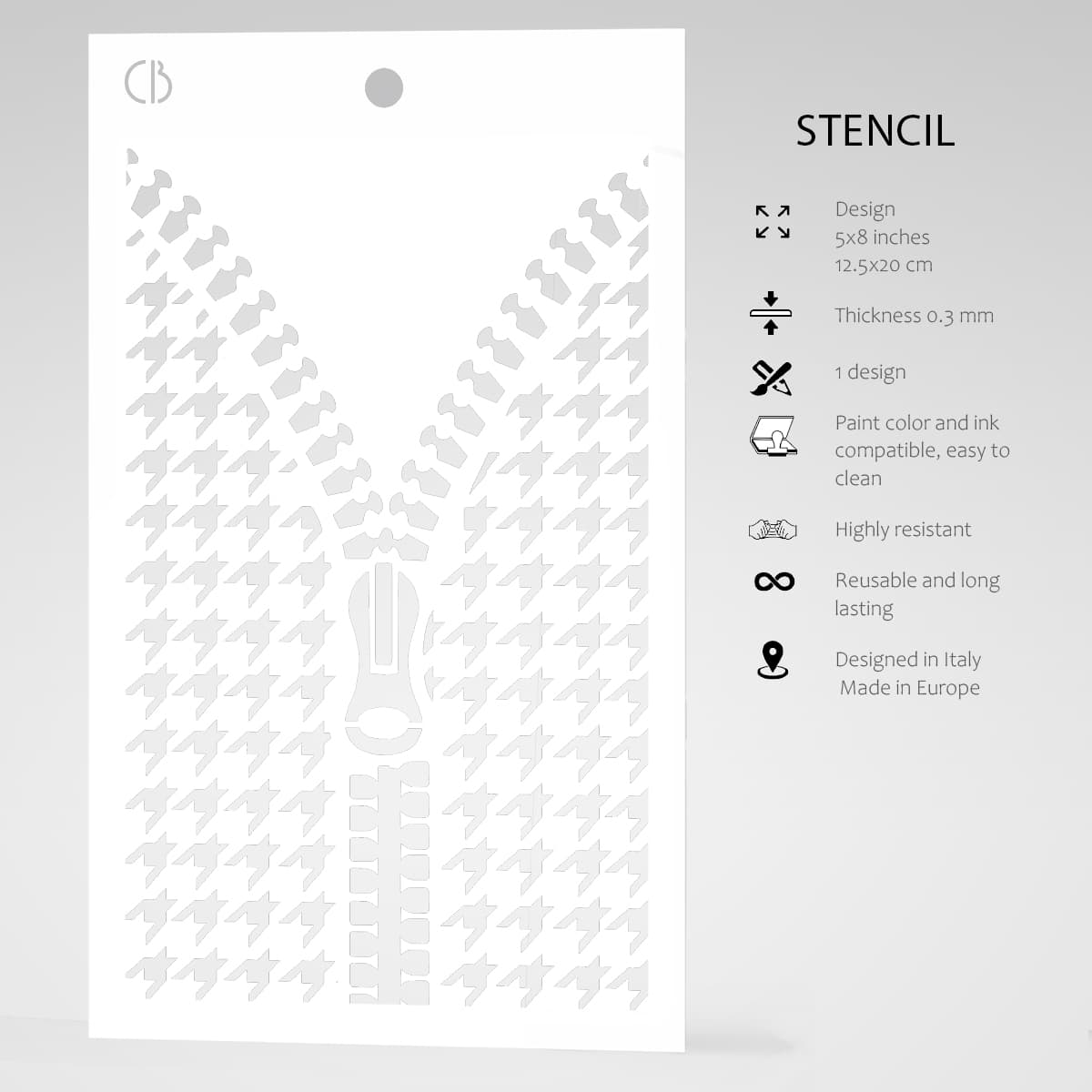 Pochoir de texture 12,7 x 20,3 cm Fermeture éclair ouverte