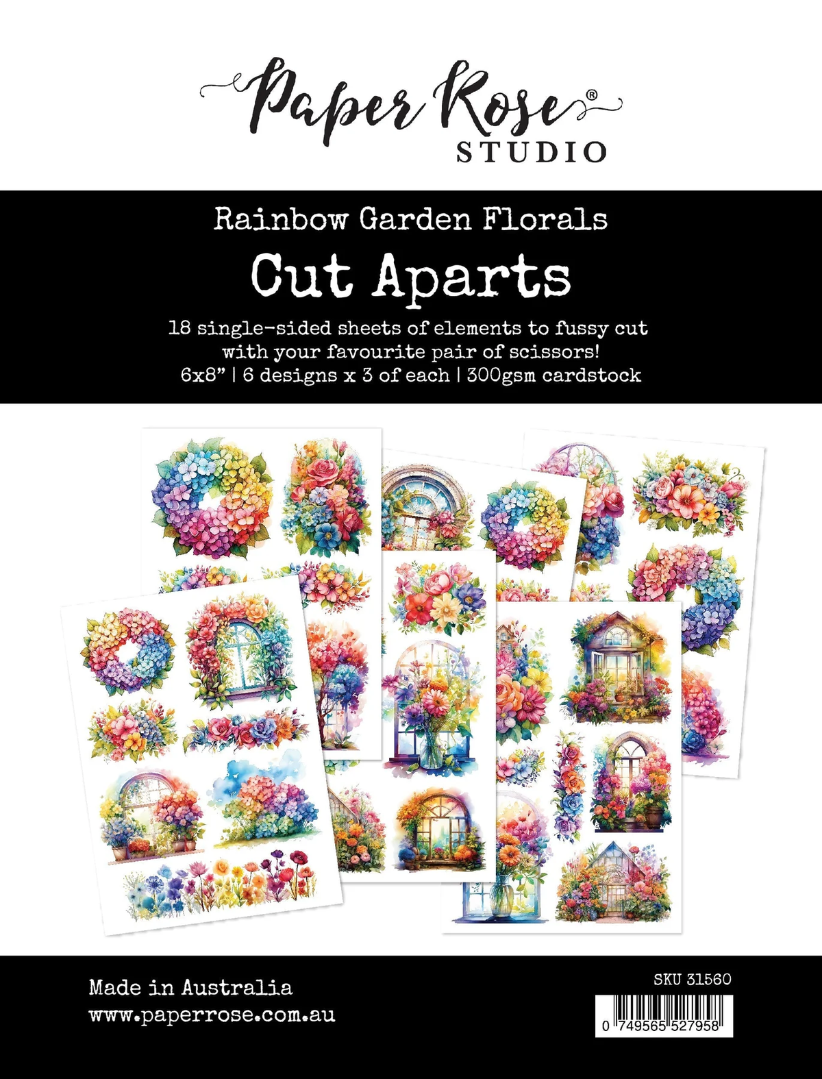 Lot de papiers prédécoupés Rainbow Garden Florals 31560