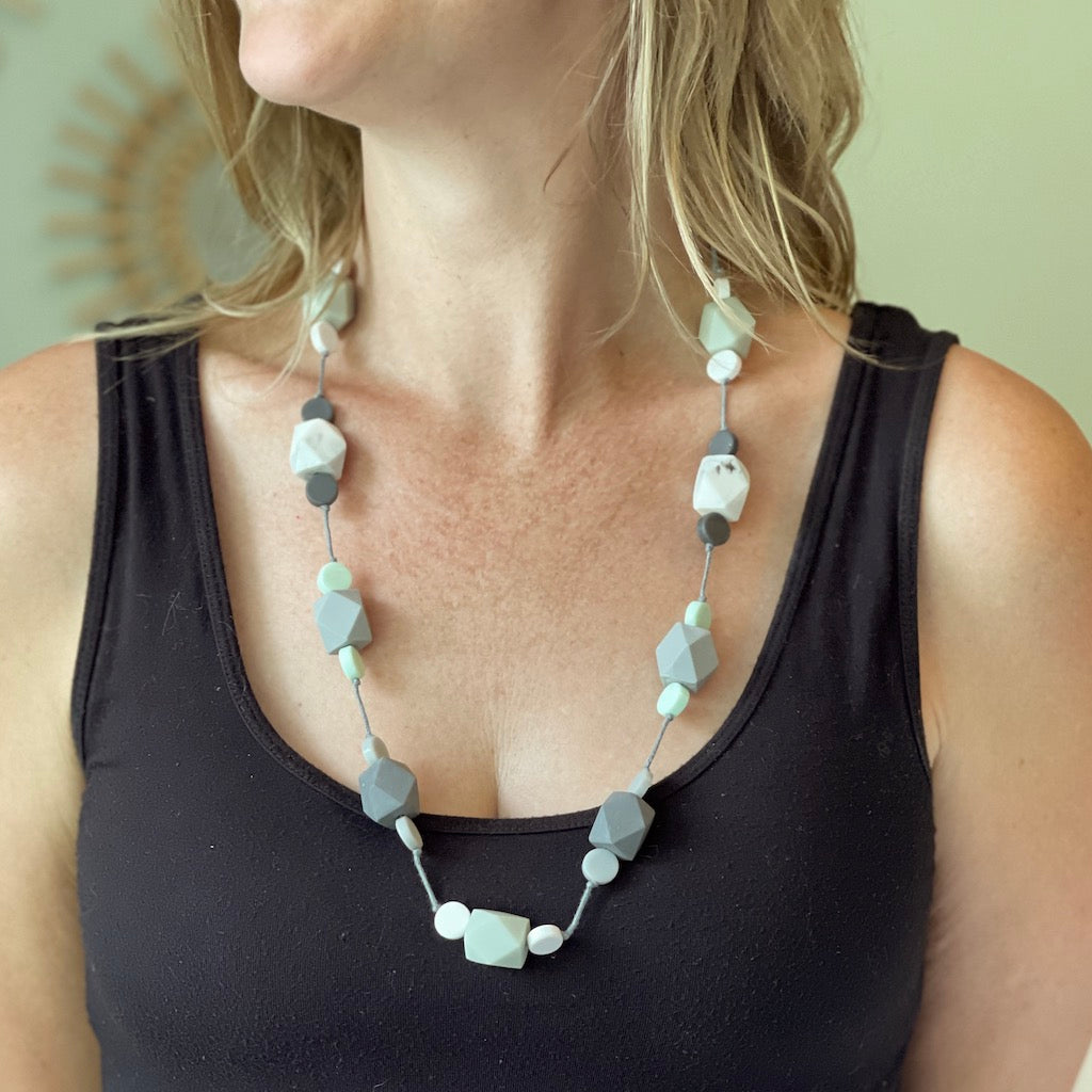 Long Resin Faceted Cube Necklace