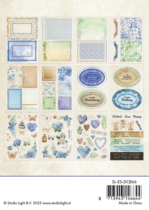 SL Blocs prédécoupés Hydrangea Frames Essentials 105x148x3mm 24 feuilles n°66
