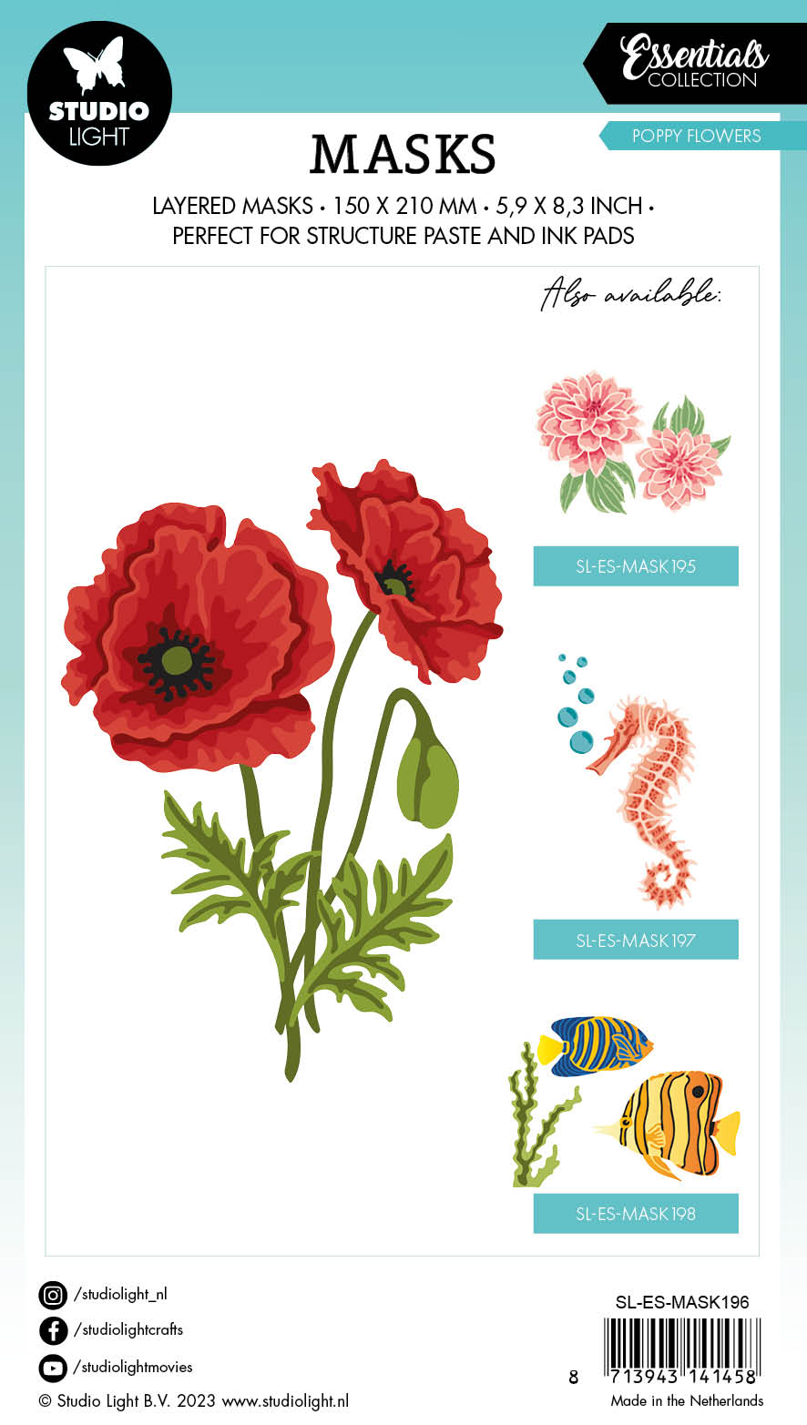 Masque SL Fleurs de pavot Essentiels 150x210x1mm 1 pièce n°196