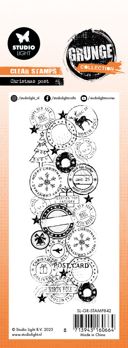 SL Clear Stamp Christmas Post Grunge Collection 1 Pieces