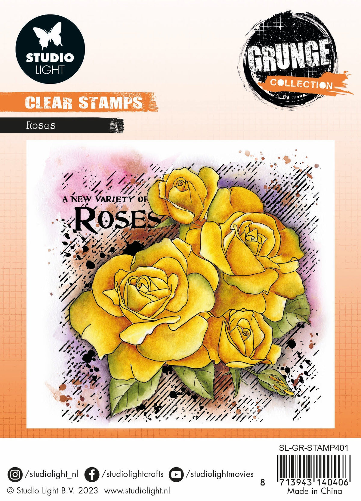 SL Clear Stamp Roses Grunge Collection 122x122x3mm 1 pc n° 401