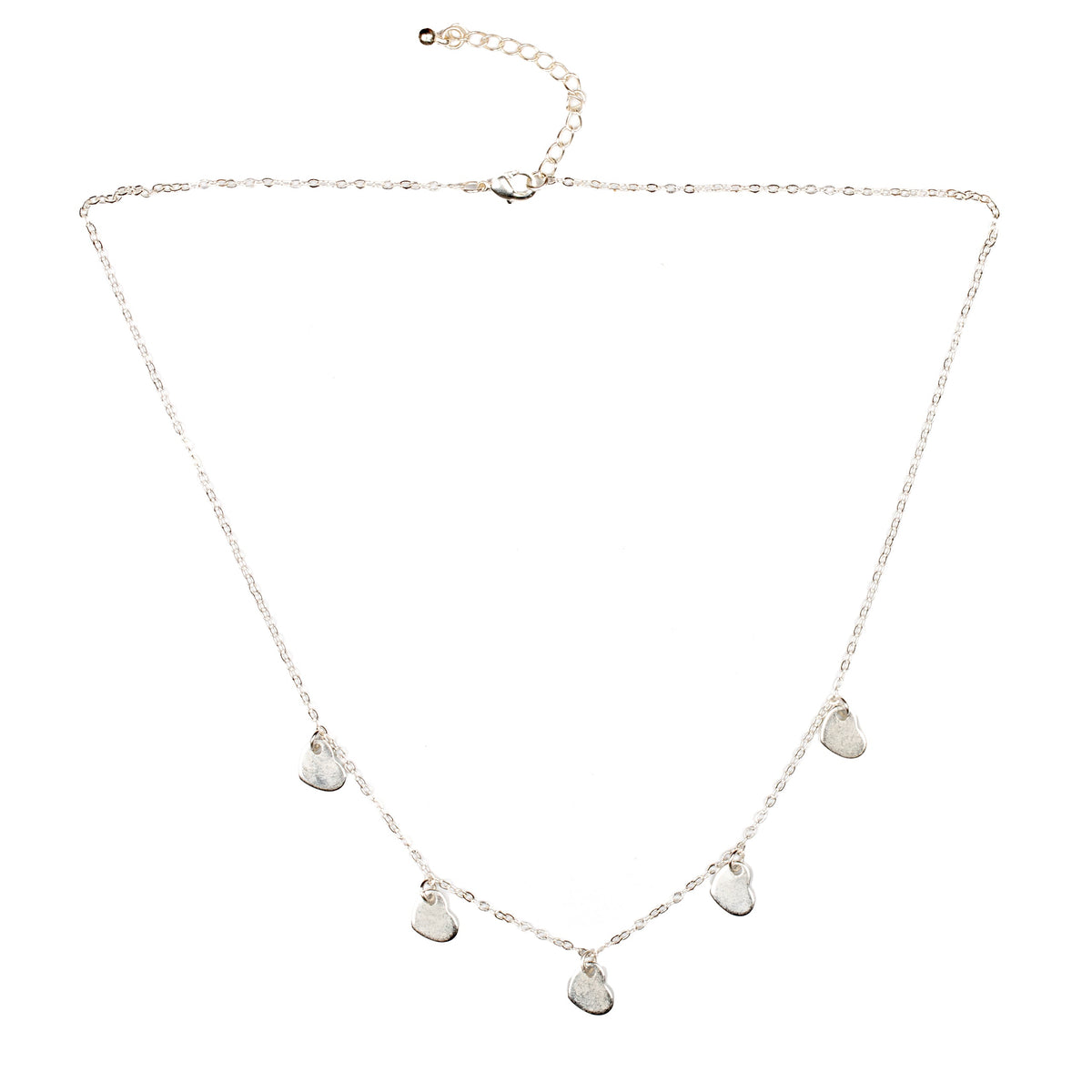 Five Heart Necklace - Silver Plate