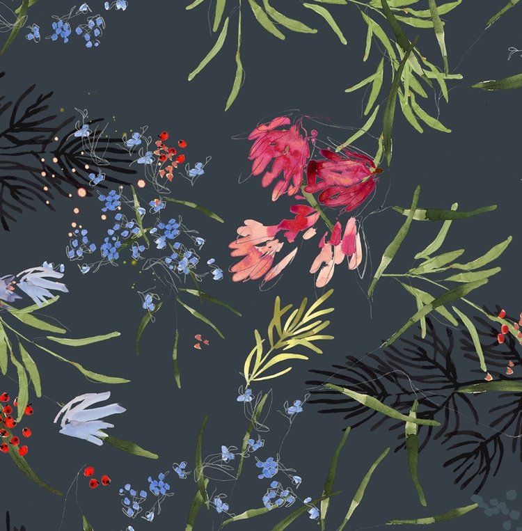 Slate Meadow Floral 108in Wide Back 1.25 M PRE-CUT