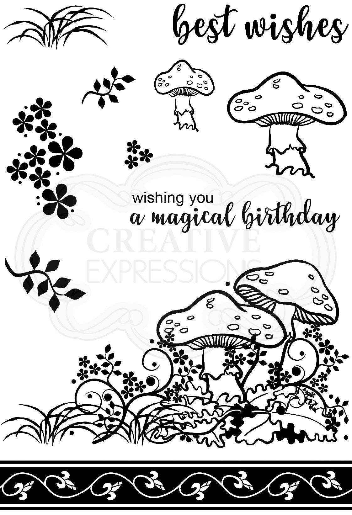 Creative Expressions Designer Boutique Woodland Walk Collection Tiptoe Amongst The Toadstools Set de tampons transparents A6