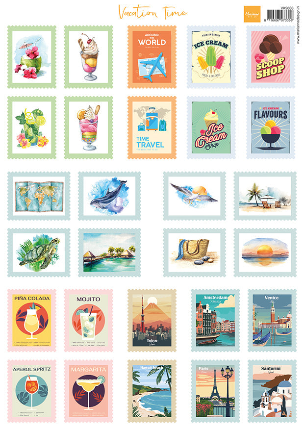 Marianne Design Feuille de découpage A4 - Tampons - Vacation Time