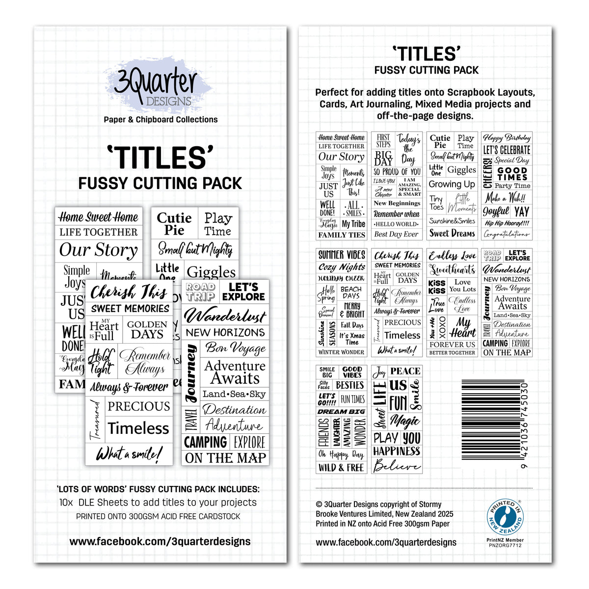3Quarter Designs Fussy Cutting - Titres